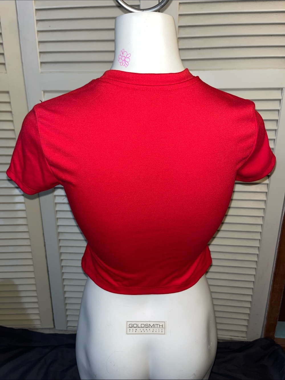 bebe Red Rhinestone Logo Crop Top - Picture 3 of 5